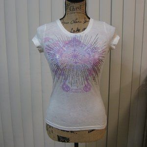 NWOT Express white tattoo graphic tee shirt top XS extra small